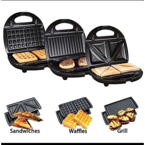 Sokany-3 in 1 Sandwich Maker Grill Panini Waffle Breakfast Cooker Non-Stick Plates for Home Kitchen Easy Cleaning and Quick Meals