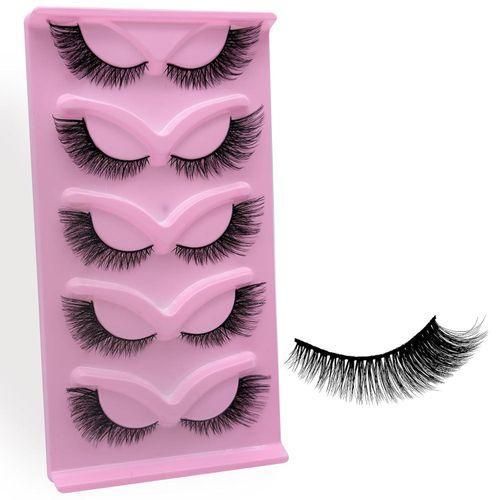 5 Pairs Reusable Cluster Mink Cat Eye Eyelashes Self Adhesive Lash Strip Light as Air