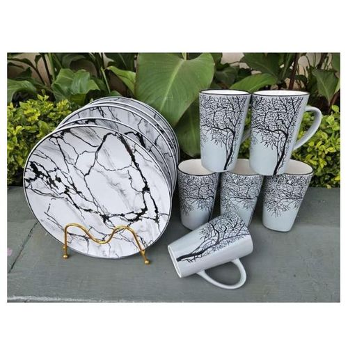 Tree 6pcs Ceramic Plates and 6pcs Tree Mugs.