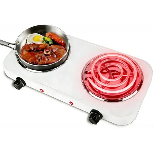 2000W Double Burner Electric Hot Plate for Cooking Portable Cooking Stove Countertop Burner Cooktop for Kitchen Dorm Temperature Control Easy to Clean