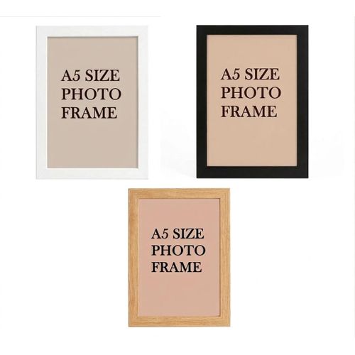 A5 Wooden Photo Frame. White / Black / Clear