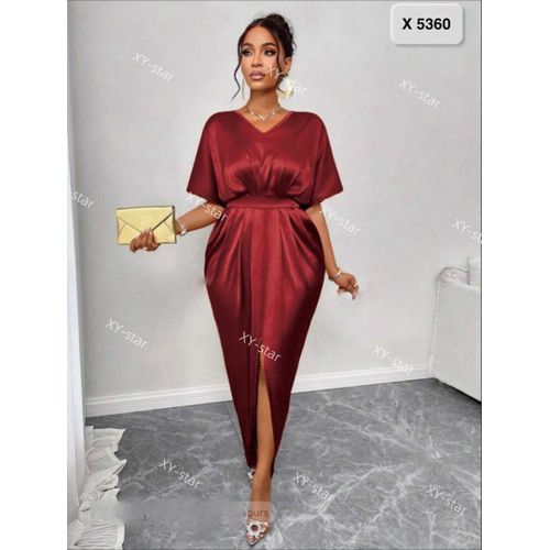 Satin maroon ladies dress