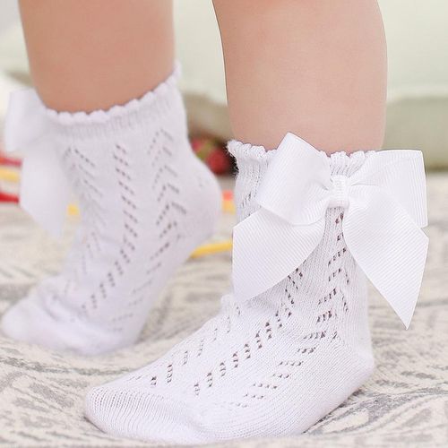 2022 Spanish Style Hollow Baby Socks Girls Socks Vintage Socks With Ribbon Bow For KidsMAGE 1-3