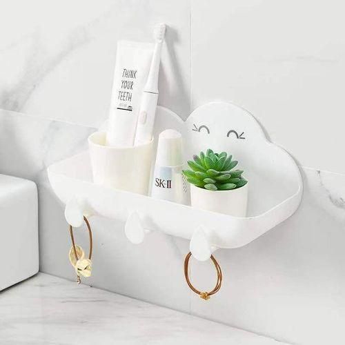 Cloud Bathroom Organizer Shelf +3Hooks+ Adhesive Sticker