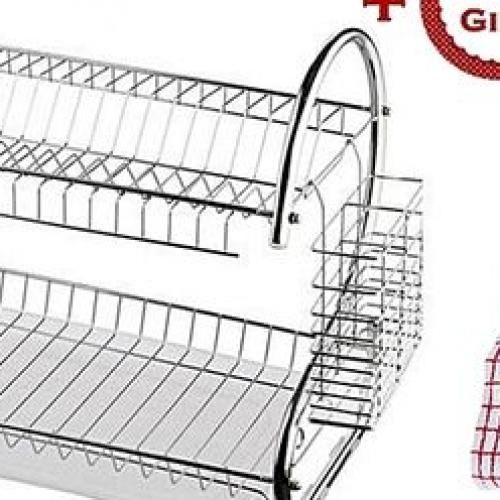 Dish Rack Kitchen Utensils Organiser Medium size-silver + a Free Gift Hand Towel