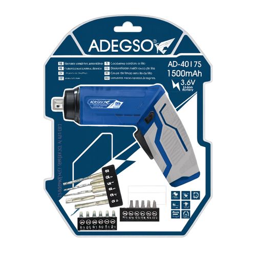 ADEGSO 3.6V Lithium Cordless Screwdriver Set