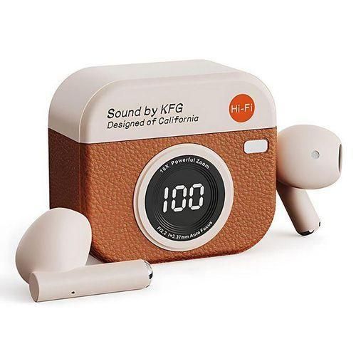 Wireless Headphones Bluetooth 54 Earphones Sport Earbuds Headset LED Display Orange