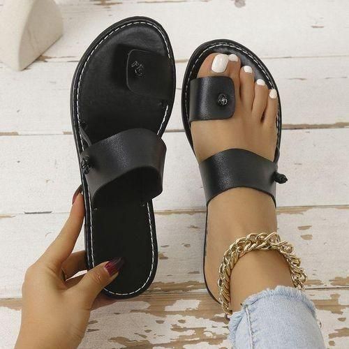 Stylish ONE TOE Leather Ladies Sandals with Rubber Sole SHOES
