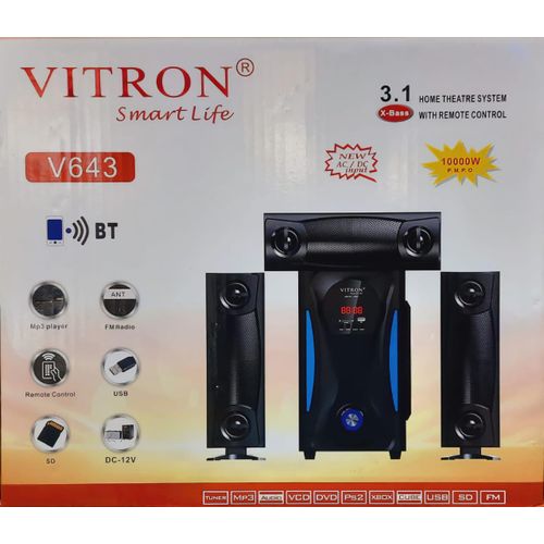 31CH V643 Super Powerful Bluetooth Enabled Sub Woofer System Multimedia Speaker System with Remote Control