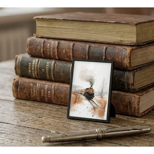 Mini Framed Art Print With Glass Ready To Display Wooden Frame Black, White & Clear Wooden