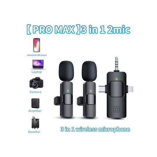 PRO Lavalier Wireless Microphone 3 In 1 Microphone For Videoke For Iphone Android SLR Camera USB-C