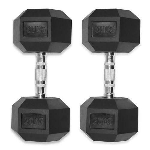 20 Kg Dumbbells Gym Weights Hexagon Rubber Pair
