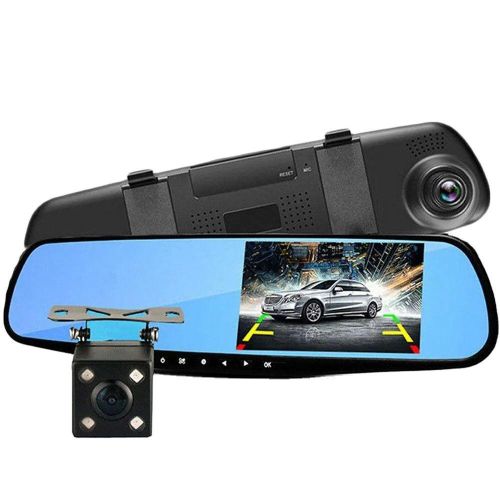 4.3 Inch Vehicle Mirror Dashcam Dual Lens Car DVR Blackbox Full HD 1080P Night Vision Loop Recording Motion Detection Parking Monitor SUV Truck Van