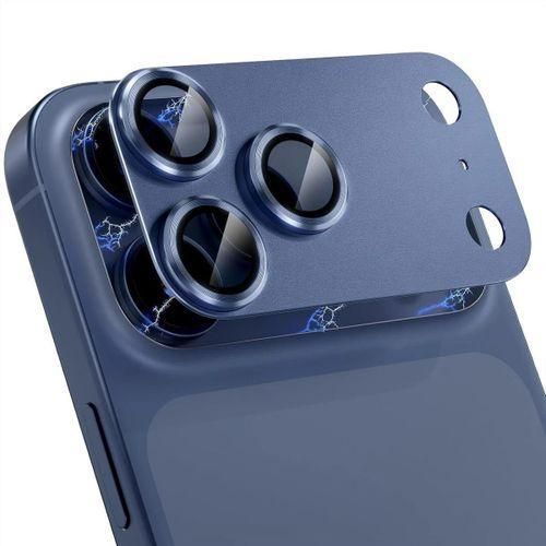 Iphone 17promax Camera Lens Protector - Matte Alloy Military Grade Shatterproof Strong Adsorption Glass Camera Protector - Blue