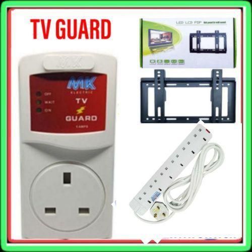 Power King 6 (Six) Way Extension + Tv Guard + 32 Inch Tv Wall Mount