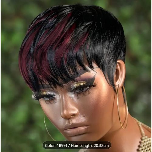 Tinted Brown Pixie cut Bob Wig + Free gift inside