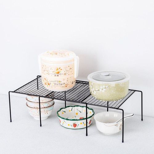 Expandable Kitchen Shelf Raiser Multipurpose Organizer Carbon Steel Adjustable Rack for Cabinets Countertops 32cm to 57cm Storage Solution