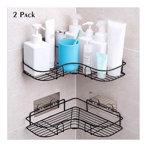 2 piece set Metallic Corner Triangular Bathroom/kitchen Organizer
