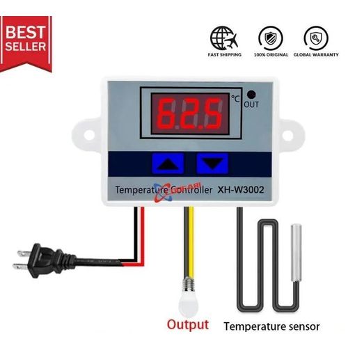 Temperature Controller Digital XH-W3002 Microcomputer Thermostat Switch Thermometer New Thermoregulator 12/24/220V Temperature Controller Kit, Incubator,Hatching,Brooding,Greenhouse