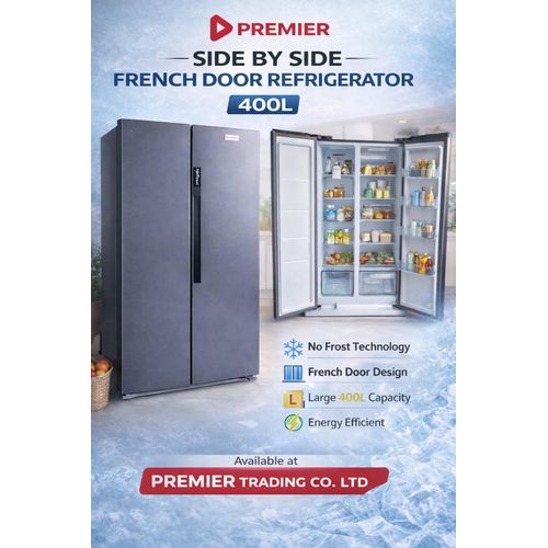 Side By Side Refrigerator 400L No Frost Double Door Large Kitchen Fridge
