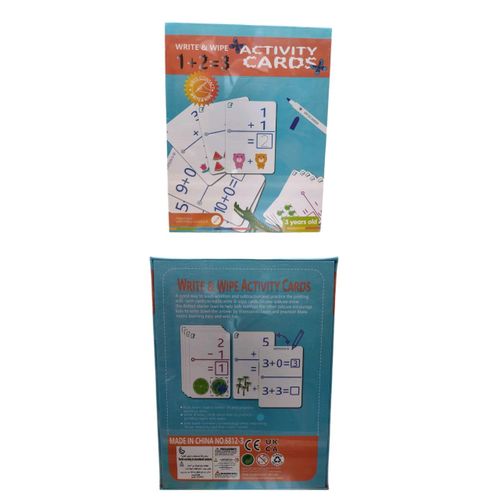 Write & Wipe Activity Cards for Kids 3+ – Reusable Math Practice Set for Addition, Subtraction & Number Writing Learning Toys