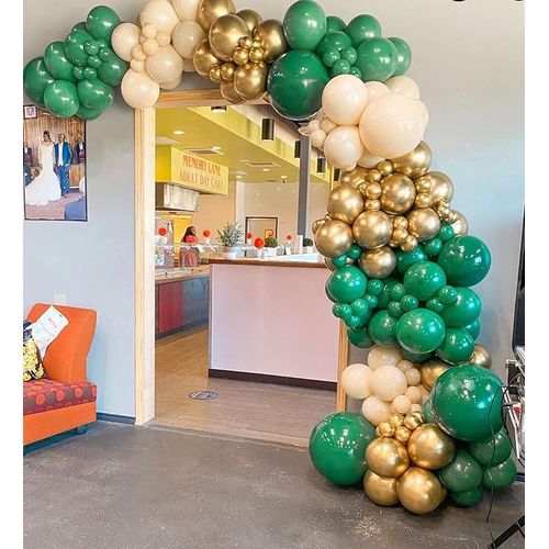Balloons Garland Green Gold Peach Balloons Latex Metallic Balloons Wedding Birthday DecorParty Supplies & FREE Balloon Strip