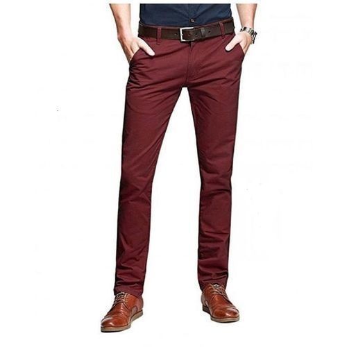 Maroon Khaki Pants Men-soft -slim Fit