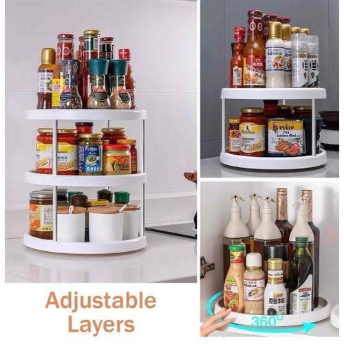 White 3 tier rotating kitchen storage rack