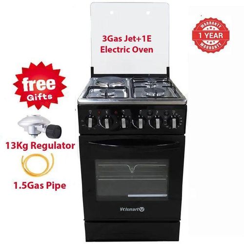 50*55, 3 Gas Jet Pool Burners + 1 Hot Plate Free Standing Cooker + Electric Oven