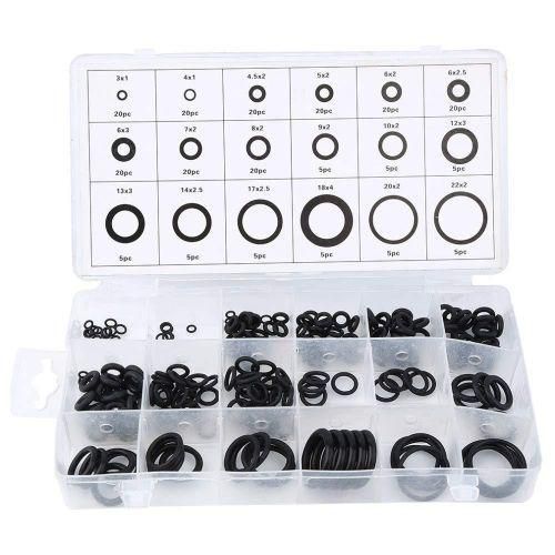 225pcs Rubber O-Ring Seals Assortment Kit Set Nitrile Gasket Washer Sealing Ring 18 Sizes for Plumbing, Automotive, General Repair with Case Hydraulics, Air, Gas Connections to Prevent Leaks