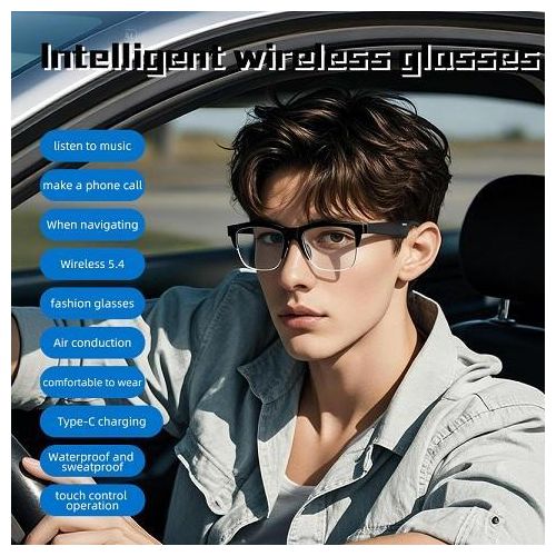 Wireless Headset LED Indicator Mic Noise Reduction Sunglasses for Driving Cycling Sports Speaker-Smart Glasses