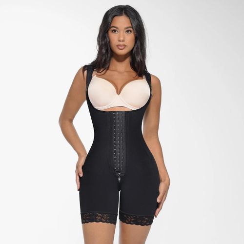 Black Women’s Full Body Shaper with Zipper and Hook Closure
