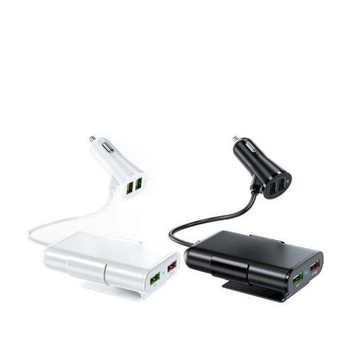 4 Port USB QC 30 Car Charger For Front Back Seat With 16m Extension