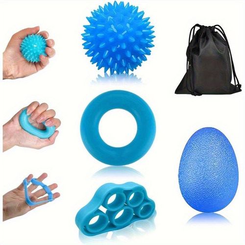 5-Piece Hand Exerciser Set: Finger Exercisers, Finger Training Balls, Sensory/Spiky Balls, Soft Squeeze Balls, Stress Balls, Hand T-herapy Balls