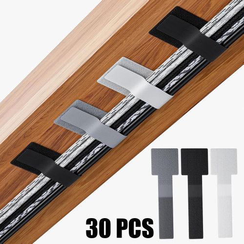 Cable Ties, 30pcs Self-Adhesive Hook and Loop Cable Ties