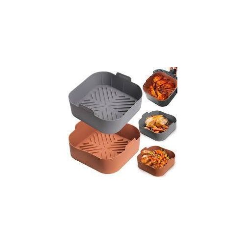 2 pieces Square Air Fryer Paper Nonstick Silicone Basket Reusable Silicone