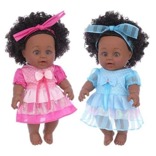 30cm African Black Girl Doll with Natural Hair Curved Legs