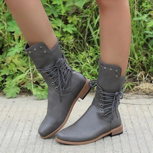 LACE-UP ANKLE COMBACT BOOTS