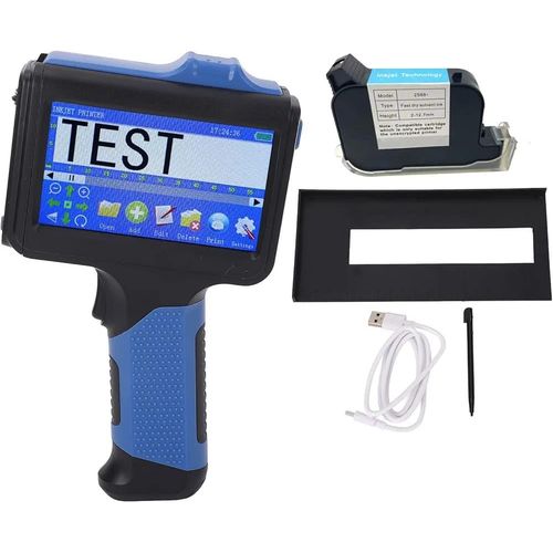 Portable Handheld Inkjet PrinterFlat and Curved Surfaces Fast-Dry Ink USB Flash Disk Touch Pen Positioning Plate for Expiry Date Batch Barcode QR Code Logo Printing on Metal Plastic Stone Wood Glass and Carton