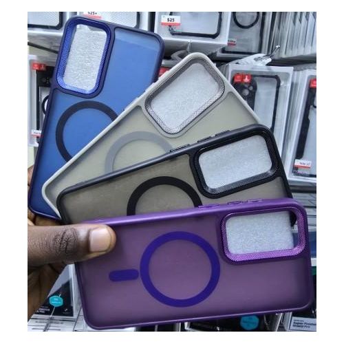 Samsung A25 Case, Premium Clear Magnetic Phone Case with Built-in MagSafe Ring, Shockproof Protection, and Wireless Charging Support Purple Phone Cover