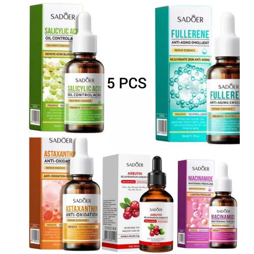 Nourishing 5 in 1 PAck Anti Acnes Salicylic Acid Essence Oil Control Fullerene Anti Aging Rejuvenate Repair EssenceSkin Rejuvenating Alpha Arbutin Serum Astaxanthin Anti-Oxidation Deep Hydrating Face SerumNiacinamide Face Brightening Essence