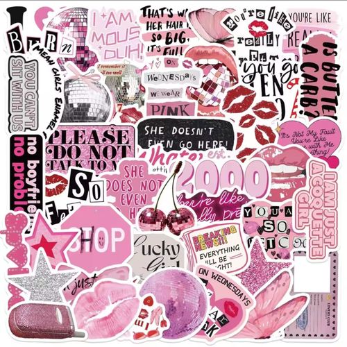 1015202530pcs Cartoon pink Y2K graffiti stickers decorative sticker packs waterproof Decal stickers for laptopmobilephoneguitarhelmetfridgemotorbike notebookluggage journaling scrapbooking water bottle etc