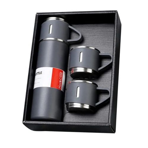 500ml Stainless Steel Insulated Travel Vacuum Flask Gift Set with 3 Cups