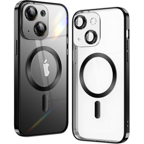 Black Electroplated Magnetic for MagSafe Shockporoof Transparent Case Cover for iPhone 14 Plus