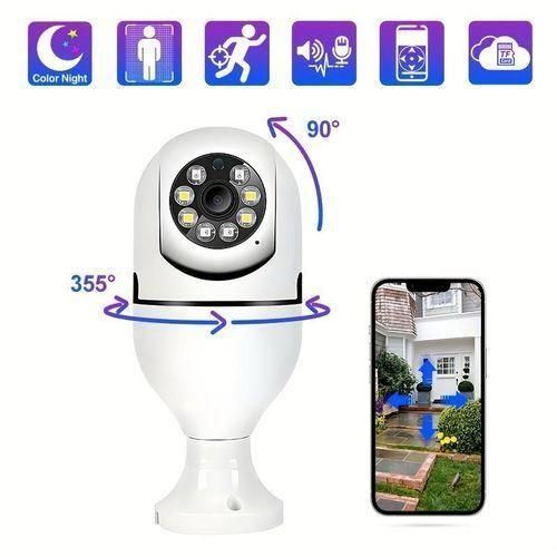 Smart Wireless Security Camera With E27 Base Full View Color Night Vision Audio Talk Security PTZ Camera Voice Alarm Human Tracing And Auto-tracking WiFi Camera