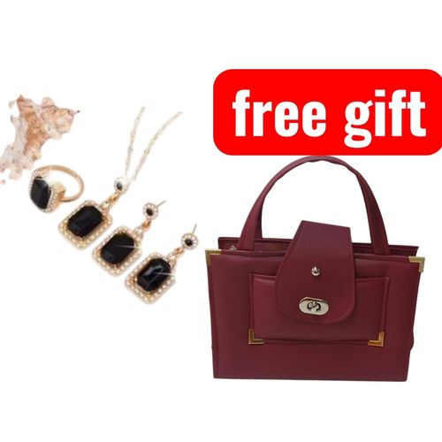 Elegant Womens 3PCS Jewelry Gift Set Necklace Earrings Ring with Free Handbag Perfect For Daily wear Parties special occasions Weddings events Birthday anniversary or graduation gifts As a bonus it comes with a FREE Beautiful handbag