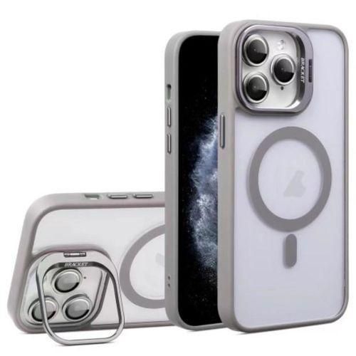 iPhone 12 Pro Max Grey Magnetic Case - Camera Bracket, Camera Protectors, Clear Acrylic + TPU MagSafe Compatible Protective Phone Cover