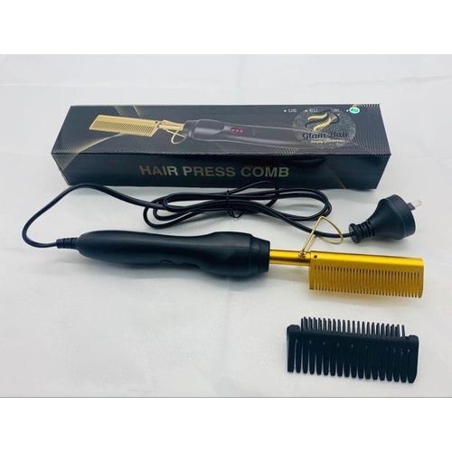 Gold Electric Heat Comb Hair Straightener - Professional Styling For Smooth Straight Hair