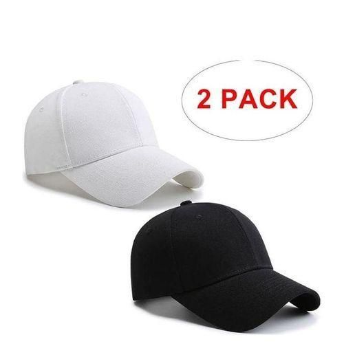 2 PCS Classic Unisex Baseball Caps- Black & White