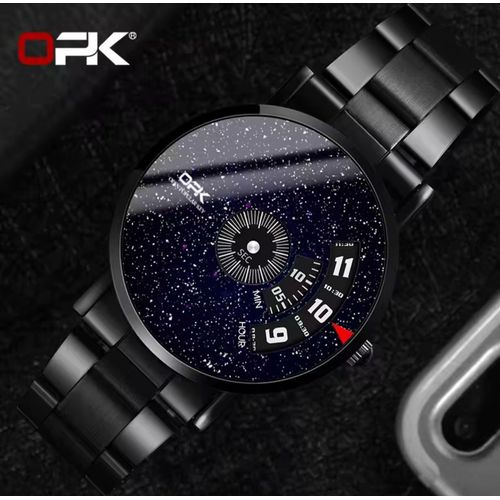 Classic OPK Stainless Steel Men’s Timepiece – Waterproof & Battery Powered